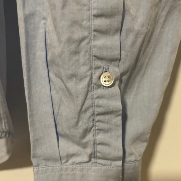 Sandro Paris Blue Contrast Collar Button Up Shirt Size Medium - Picture 11 of 11